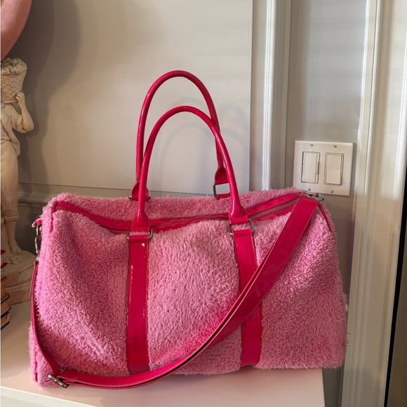 Pink Fuzzy Tote Bag with Fun Patches - Picture 4 of 8